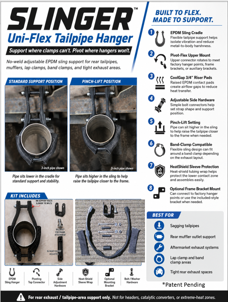 Slinger™ Universal Flex No-Weld Exhaust Hanger Kit