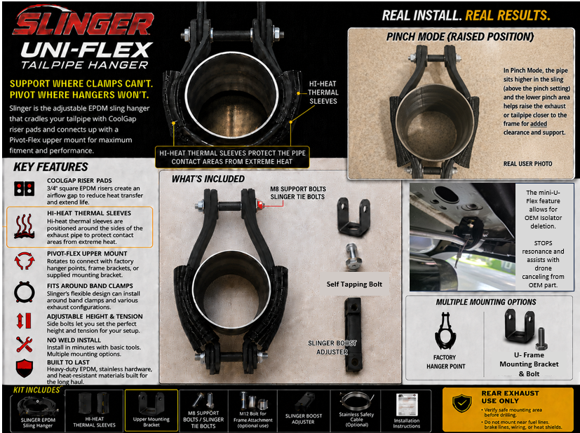 Slinger™ Universal Flex No-Weld Exhaust Hanger Kit