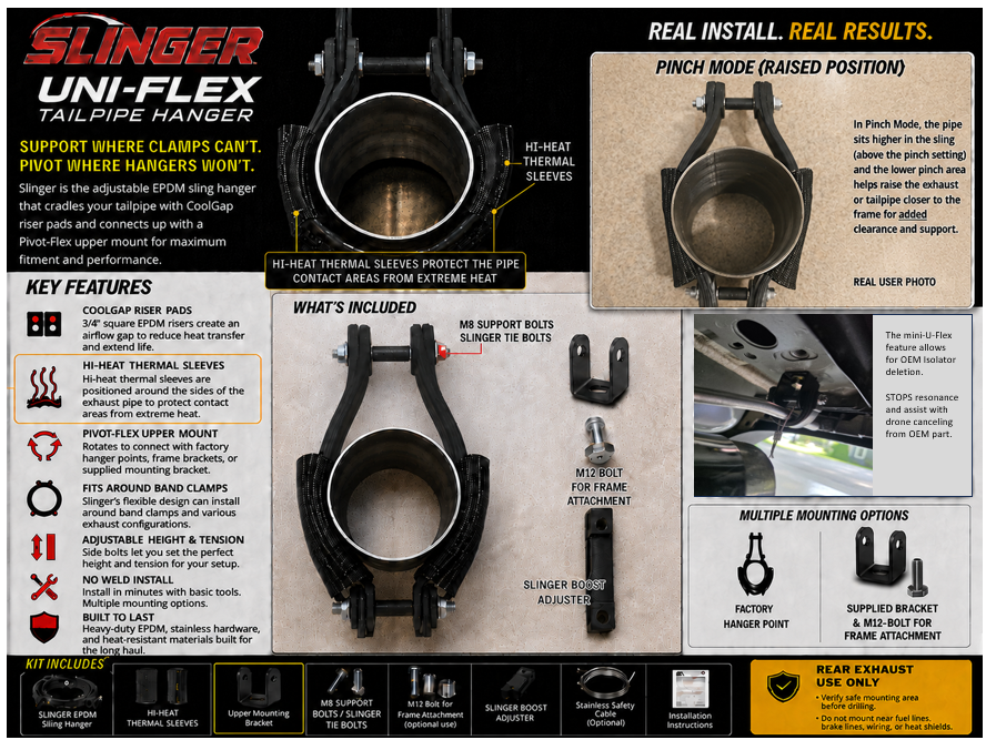 Slinger™ Universal Flex No-Weld Exhaust Hanger Kit